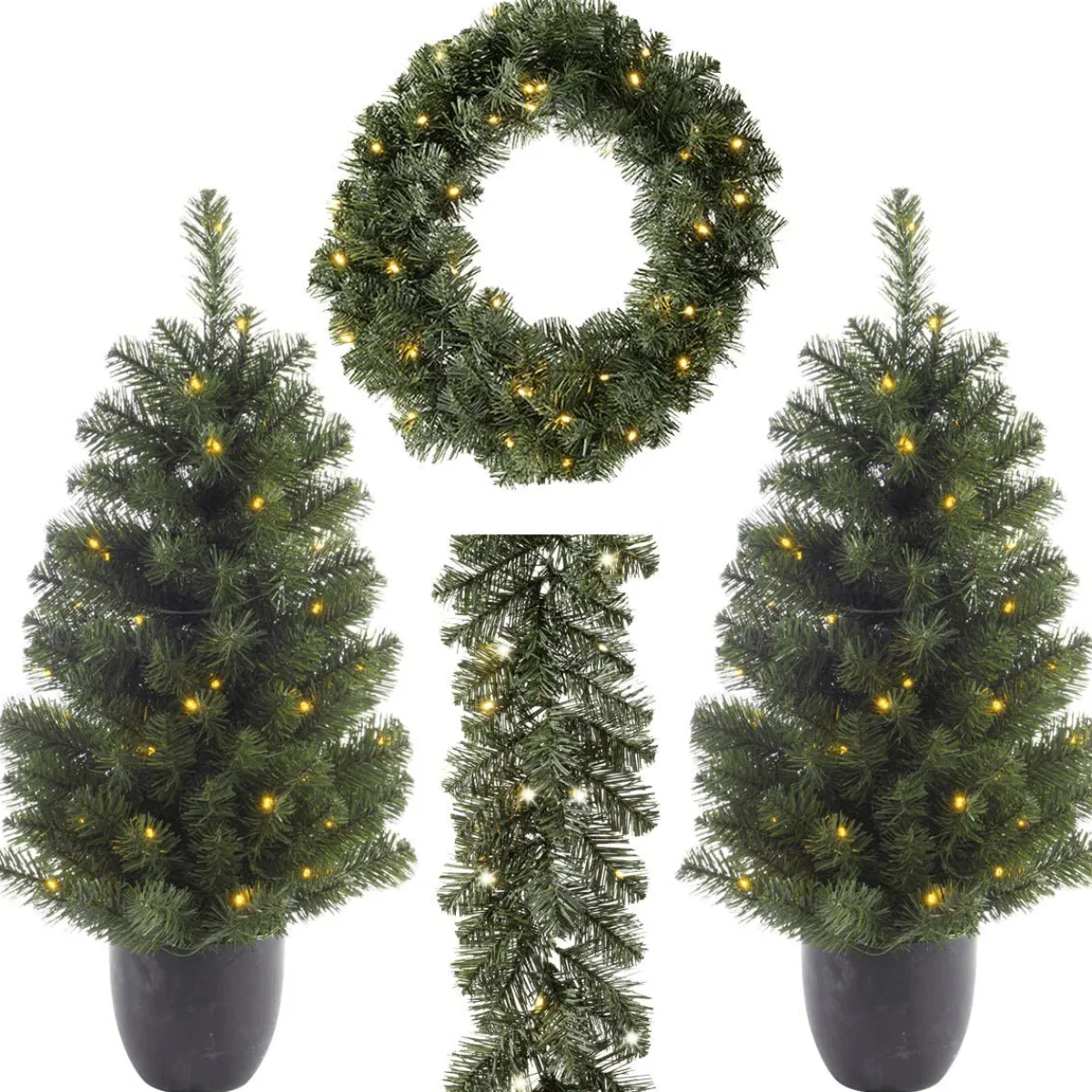 Luces De Navidad|Coronas De Navidad>DecoWoerner Set Completo De Decoración Navideña LED verde