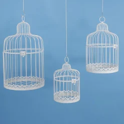 Decoración De Primavera>DecoWoerner Set De 3 Jaulas Vintage Blancas 41 Cm blanco