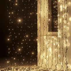 Luces De Navidad>DecoWoerner Sistema De Cortina De Luz LED Profesional IP67, 500 Cm Sin Cable De Alimentación, Negro