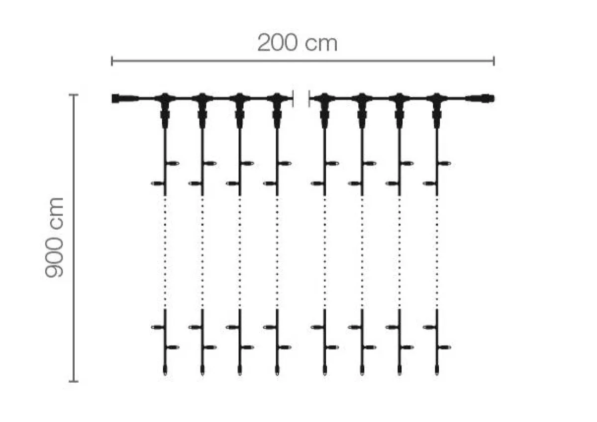Luces De Navidad>DecoWoerner Sistema Profesional De Cortina De Luz LED IP67, 900 Cm Sin Cable De Alimentación, Negro