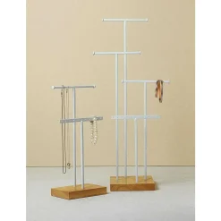 Expositores Para Tiendas>DecoWoerner Soporte De Joyería, Expositor En Forma De T 4 Piezas, Altura 50 Cm blanco
