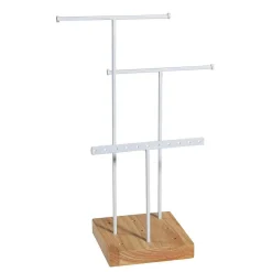 Expositores Para Tiendas>DecoWoerner Soporte De Joyería, Expositor En Forma De T 3 Piezas, Altura 28 Cm blanco