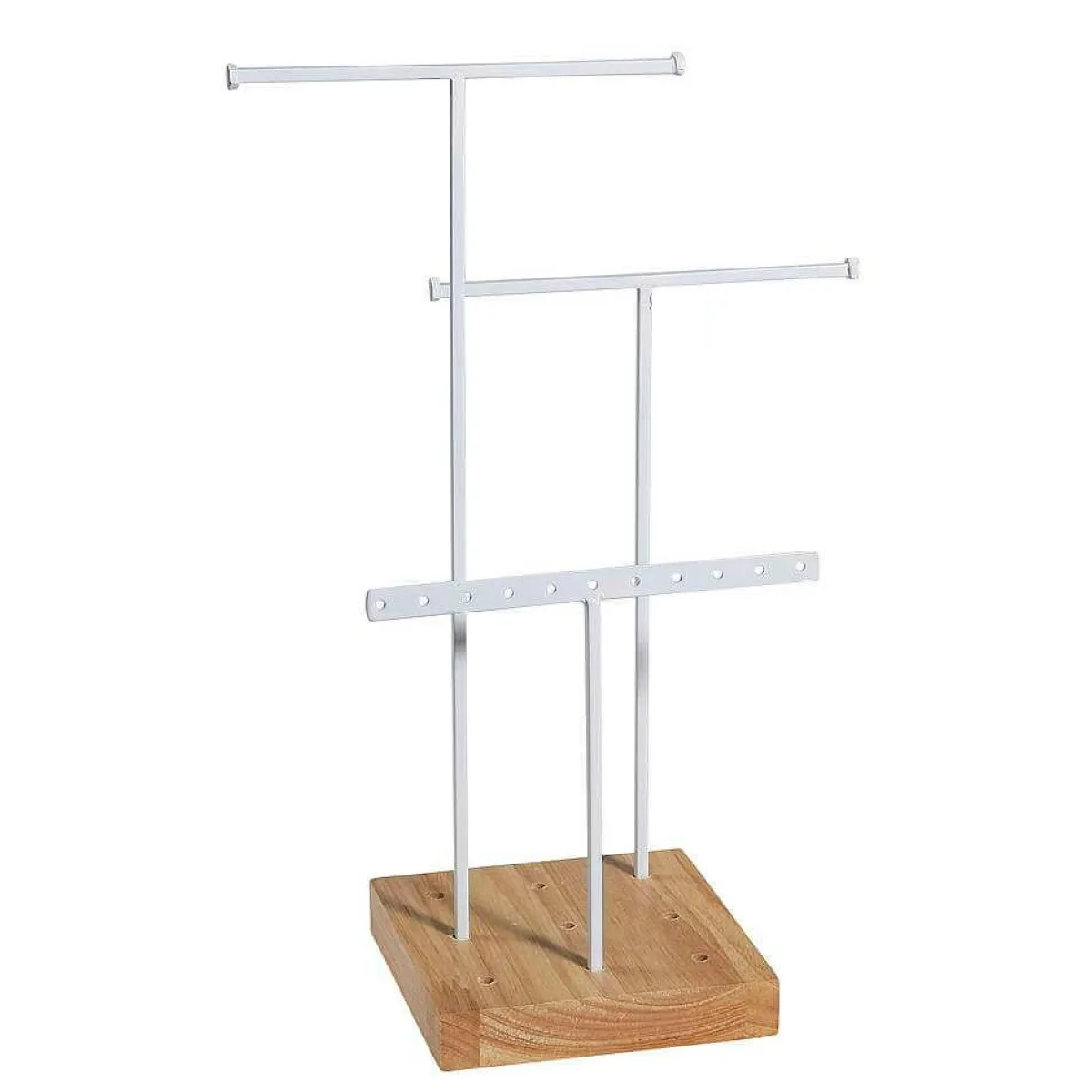 Expositores Para Tiendas>DecoWoerner Soporte De Joyería, Expositor En Forma De T 3 Piezas, Altura 28 Cm blanco
