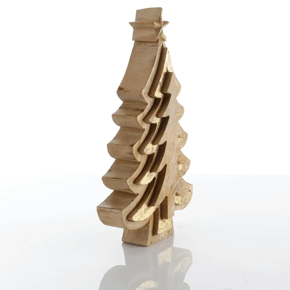 Figuras De Navidad>DecoWoerner Soporte De Madera "Abeto" De 26 Cm De Altura oro