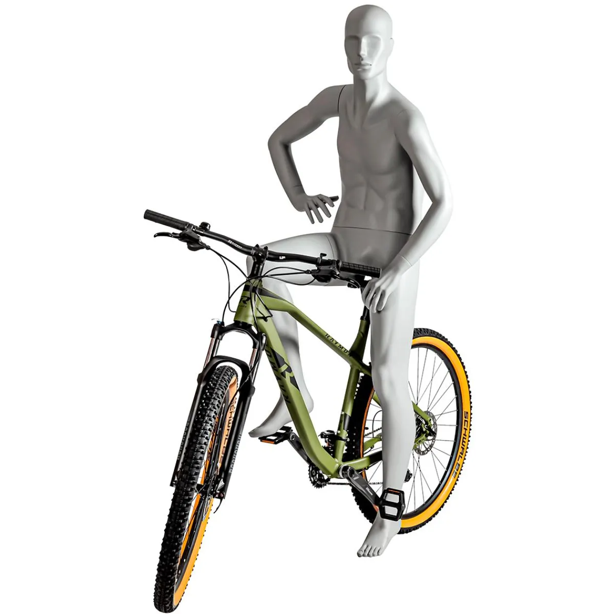 Maniquíes>DecoWoerner Sport Maniquí Hombre Motorista, Excursionista - Pierna Derecha Levantada Y Brazos Derechos Doblados Gris