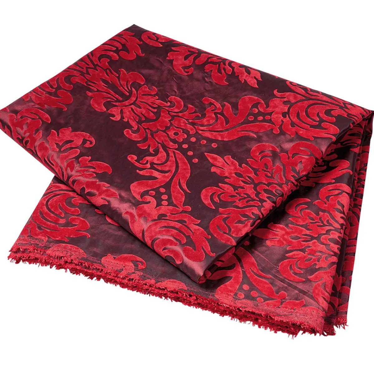 Telas>DecoWoerner Tafetán Con Flocado De Terciopelo, Anchura: 145 Cm, Color rojo
