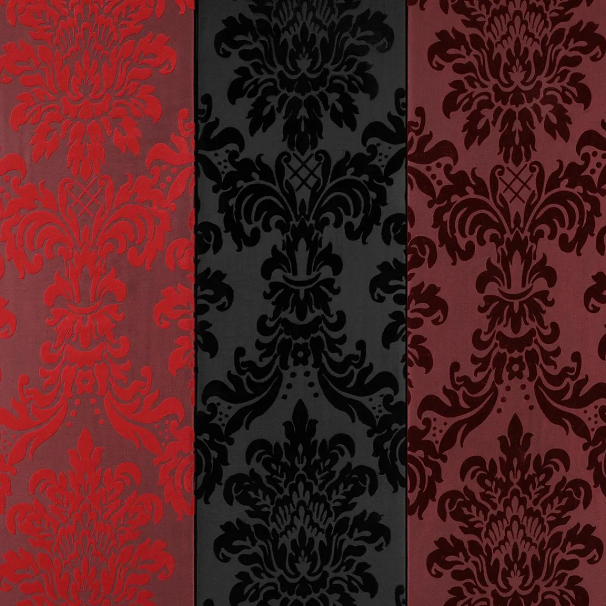 Telas>DecoWoerner Tafetán Con Flocado De Terciopelo, Anchura: 145 Cm, Color rojo