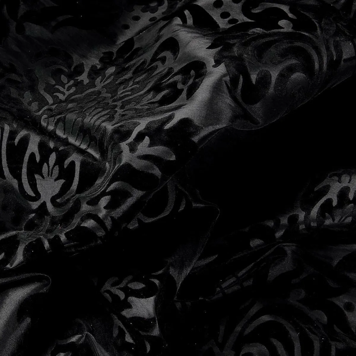 Telas>DecoWoerner Tafetán Con Flocado De Terciopelo, Anchura: 145 Cm, Color negro
