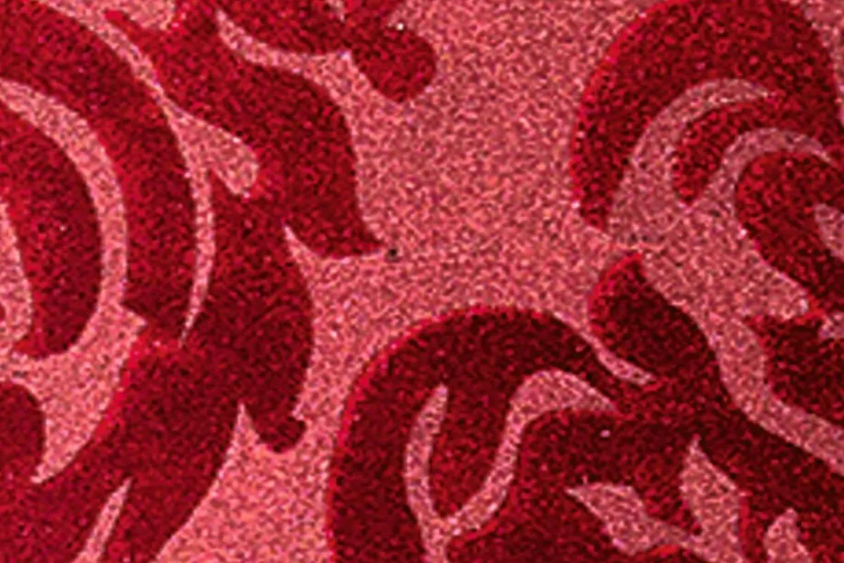 Telas>DecoWoerner Tafetán Con Flocado De Terciopelo, Anchura: 145 Cm, Color Burdeos rojo