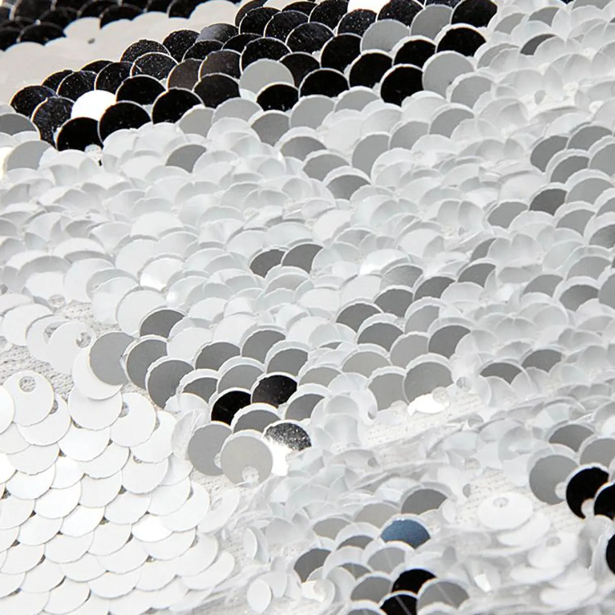 Telas|Decoración Temática>DecoWoerner Tela De Lentejuelas Reversibles /blanca, Anchura 145 Cm plata