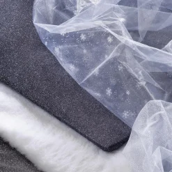 Decoración De Invierno|Telas>DecoWoerner Tela De Organza Copos De Nieve Anchura 150 Cm blanco