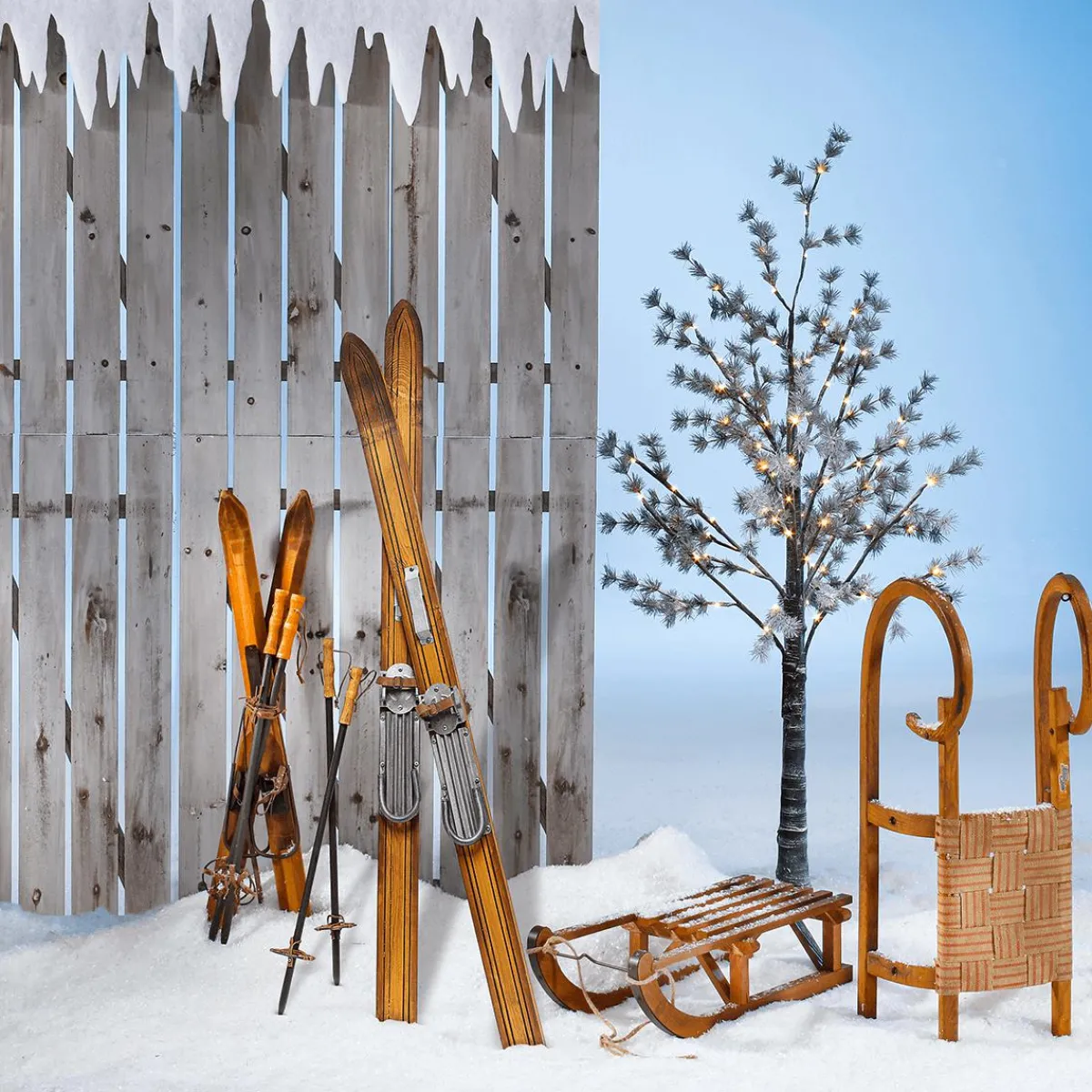 Decoración De Invierno>DecoWoerner Trineo Decorativo, 62 Cm Madera natural