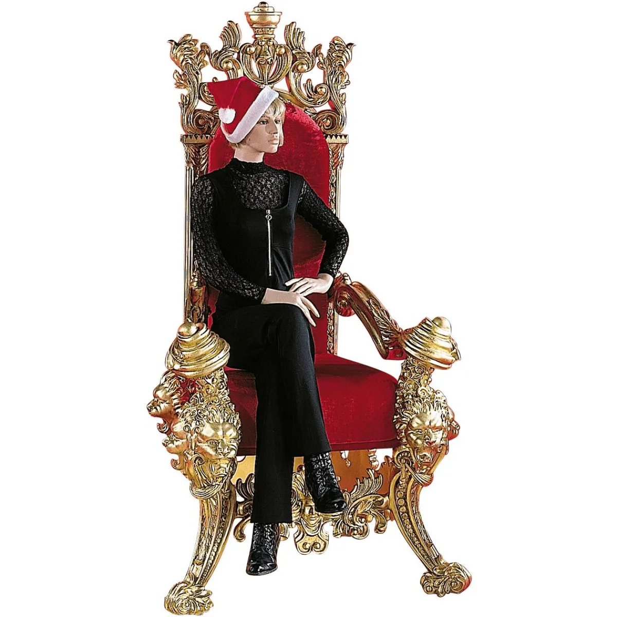 Decoración Navideña Xxl>DecoWoerner Trono "Estilo Barroco", Altura: 190 Cm, Oro-rojo multicolor