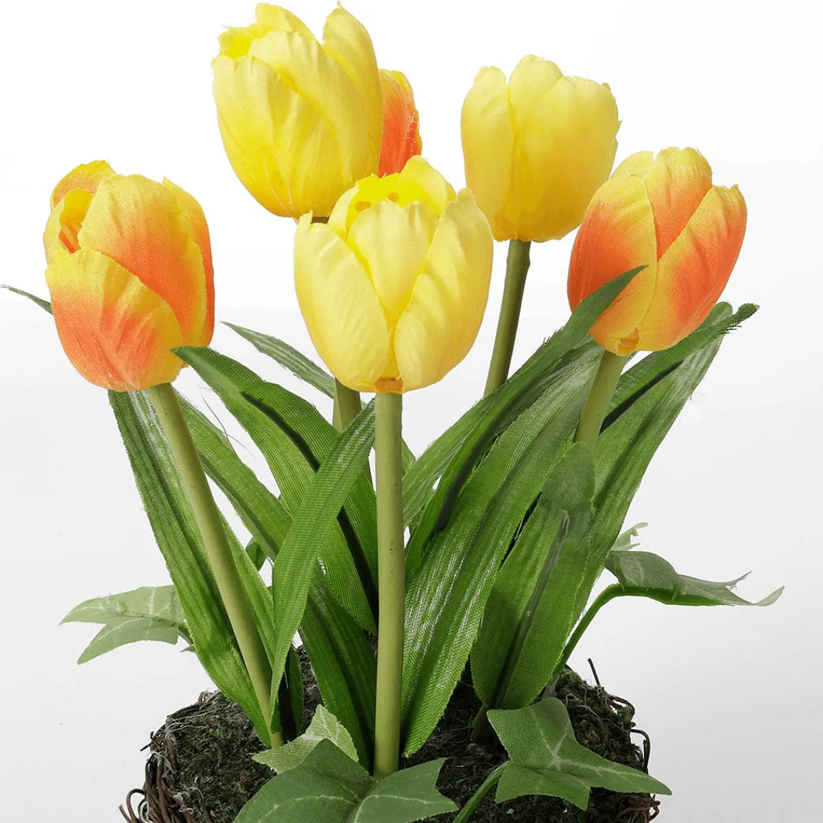 Decoración De Primavera|Flores Artificiales>DecoWoerner Tulipanes Artificiales En Cesta Amarilla, 20 Cm naranja