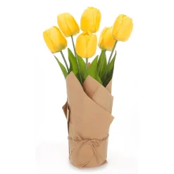 Decoración De Primavera|Flores Artificiales>DecoWoerner Tulipanes Artificiales Envueltos En Papel amarillo
