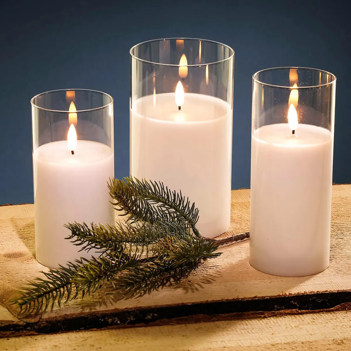 Figuras De Navidad>DecoWoerner Vela De Cera LED En Vidrio Transparente 7,5 X 12,5 Cm blanco