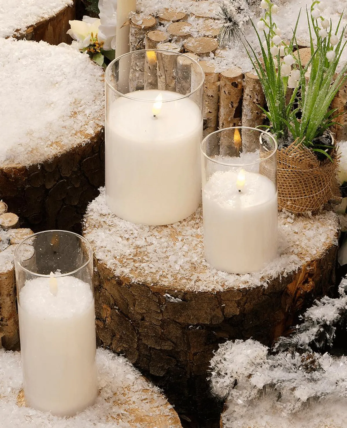 Figuras De Navidad>DecoWoerner Vela De Cera LED En Vidrio Transparente 7,5 X 12,5 Cm blanco