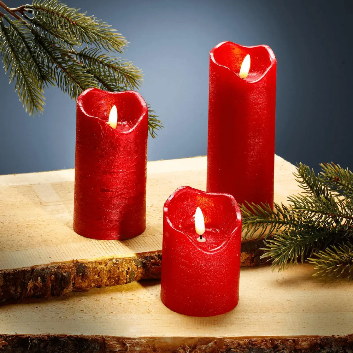 Luz Decorativa>DecoWoerner Vela De Cera LED Roja 7,5 Cm Ø, 10 Cm De Altura rojo