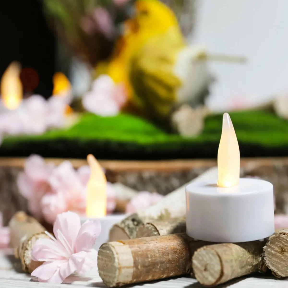 Luz Decorativa>DecoWoerner Velas Para Té Con Baterías LED, Conjunto De 12 Piezas blanco