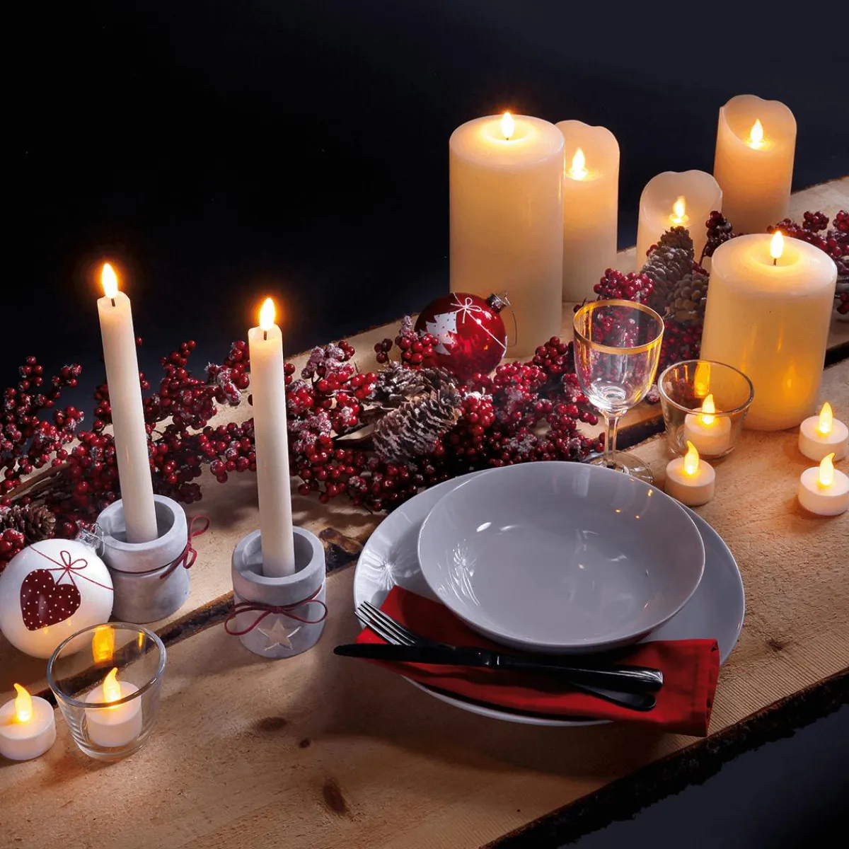 Luz Decorativa>DecoWoerner Velas Para Té Con Baterías LED, Conjunto De 12 Piezas blanco